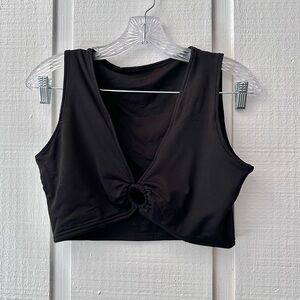 Black Sleeveless Knot-Front Top